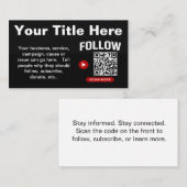 Scan to Follow QR Code Design Template Visitenkarte (Vorne/Hinten)