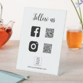 Scan to Follow Us Social Media Custom Logo QR Code Sockelschild (In Situ)