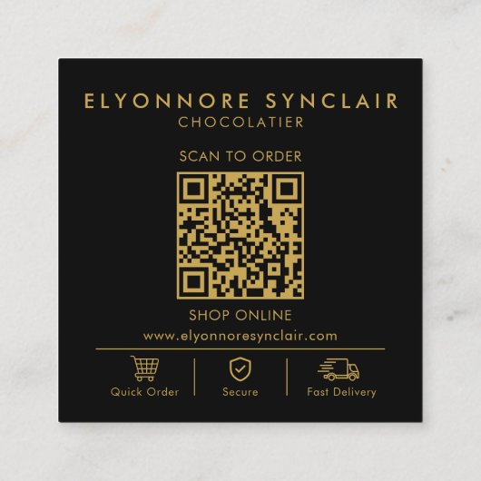 Scan To Order Qr Code Quadratische Visitenkarte (Rückseite)