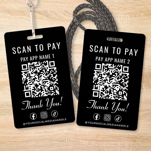 Scan to Pay 2 Payment QR Codes Social Media Ausweis