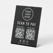 Scan to Pay 2 QR Codes Business Logo Black Sockelschild (Vorderseite)