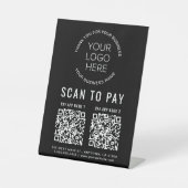 Scan to Pay 2 QR Codes Business-Logo schwarz Sockelschild (Vorderseite)