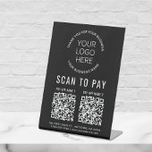 Scan to Pay 2 QR Codes Business-Logo schwarz Sockelschild