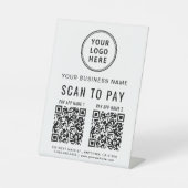 Scan to Pay 2 QR Codes Business-Logo Sockelschild (Vorderseite)