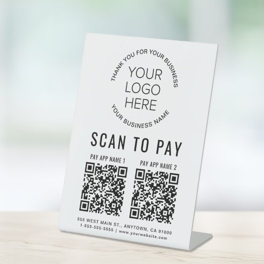 Scan to Pay 2 QR Codes Business-Logo Sockelschild