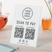 Scan to Pay 2 QR Codes Business Logo Sockelschild (In Situ)