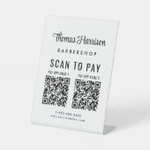 Scan to Pay 2 QR Codes Business Table Sockelschild (Vorderseite)