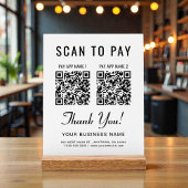Scan to Pay 2 QR Codes Tabletop Acrylschild