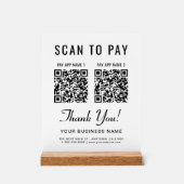 Scan to Pay 2 QR Codes Tabletop Acrylschild (Vorderseite)