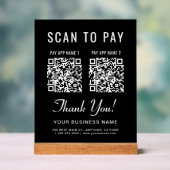 Scan to Pay 2 QR Codes Tabletop Black Acrylschild (Neutral)
