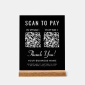 Scan to Pay 2 QR Codes Tabletop Black Acrylschild (Vorderseite)