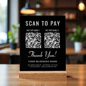 Scan to Pay 2 QR Codes Tabletop Black Acrylschild