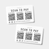 Scan to Pay 3 Payment QR Codes Social Media Ausweis (Front & Back)