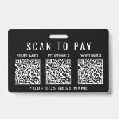 Scan to Pay 3 QR Codes Business Ausweis (Vorderseite)