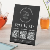 Scan to Pay 3 QR Codes Business Logo Black Sockelschild (In Situ)