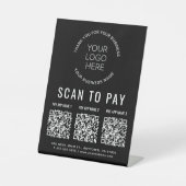 Scan to Pay 3 QR Codes Business Logo Black Sockelschild (Vorderseite)