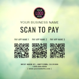 Scan to Pay 3 QR Codes - Business-Logo Fensteraufkleber