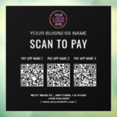 Scan to Pay 3 QR Codes - Business-Logo Fensteraufkleber (Blatt 3)