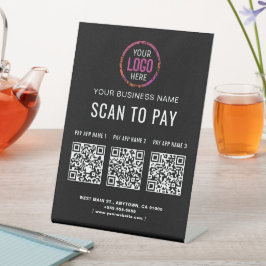 Scan to Pay 3 QR Codes Business Logo Pedestzeichen Sockelschild