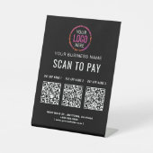 Scan to Pay 3 QR Codes Business Logo Pedestzeichen Sockelschild (Vorderseite)