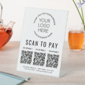 Scan to Pay 3 QR Codes - Business-Logo Sockelschild (In Situ)