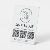 Scan to Pay 3 QR Codes - Business-Logo Sockelschild (Vorderseite)
