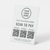 Scan to Pay 3 QR Codes - Business-Logo Sockelschild (Vorderseite)