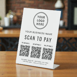 Scan to Pay 3 QR Codes - Business-Logo Sockelschild