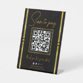 Scan to Pay Black & Gold Logo Payment QR Codes Sockelschild (Vorderseite)