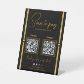 Scan to Pay Black & Gold Logo Payment QR Codes Sockelschild (Vorderseite)