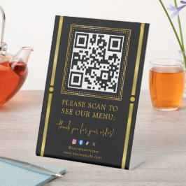 Scan to Pay Black & Gold Logo Payment QR Codes Sockelschild