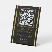 Scan to Pay Black & Gold Logo Payment QR Codes Sockelschild (Vorderseite)
