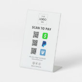 Scan to Pay Business Logo Qr Code Pedestzeichen Sockelschild (Vorderseite)