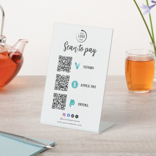 Scan To Pay Business Logo Qr Code Sockelschild (In SItu)