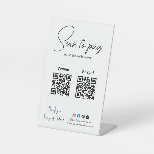 Scan To Pay Business Logo Qr Code Sockelschild (Vorderseite)