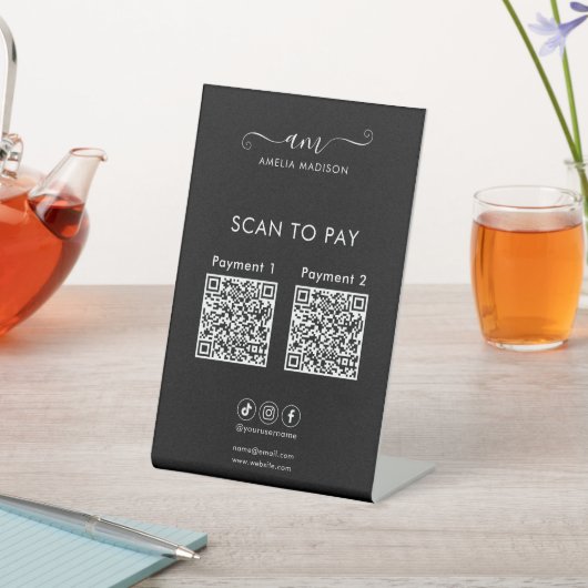 Scan To Pay Business Qr Code Script Black Sockelschild (In SItu)
