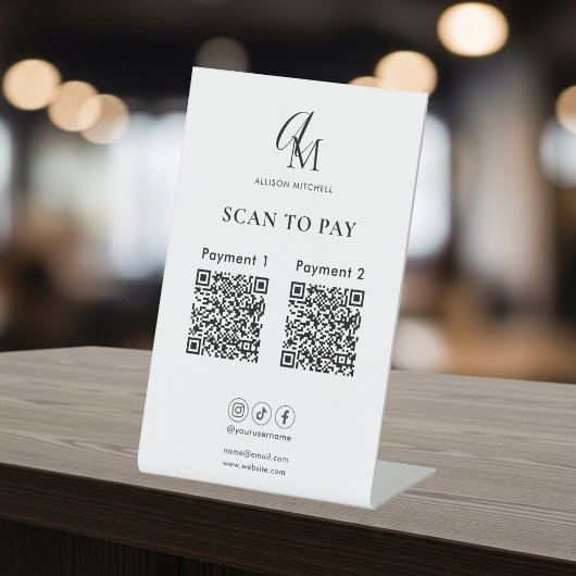Scan To Pay Business Qr Code Script Monogram Sockelschild