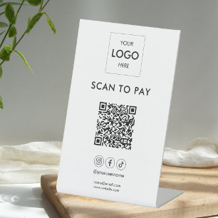 Scan To Pay Geschäft-Logo Qr Code Podest Schild