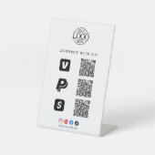 Scan To Pay Geschäft Logo Qr Code Tischständer Sockelschild (Vorderseite)