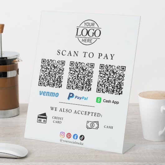 Scan To Pay Geschäft Logo Qr Code Tischständer Sockelschild (In Situ)