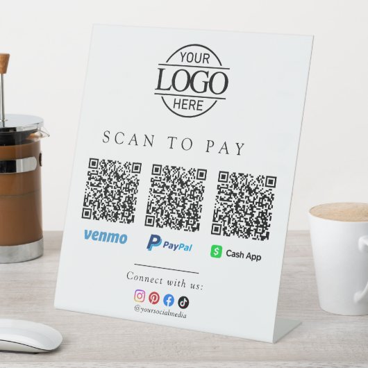 Scan To Pay Geschäft Logo Qr Code Tischständer Sockelschild (In Situ)