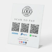 Scan To Pay Geschäft Logo Qr Code Tischständer Sockelschild (Vorderseite)
