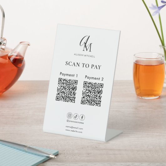 Scan To Pay Geschäft-QR-Code-Schriftzug Sockelschild (In SItu)