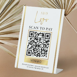 Scan to Pay Gold Business Logo - berührungsloser Q Sockelschild