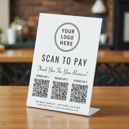 Scan to Pay Logo 3 Payment QR Codes Sockelschild