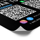 Scan to Pay Logo CashApp Venmo QR Codes Black Poster (Ecke)