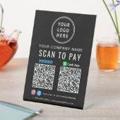 Scan to Pay Logo CashApp Venmo QR Codes Black Sockelschild (In Situ)