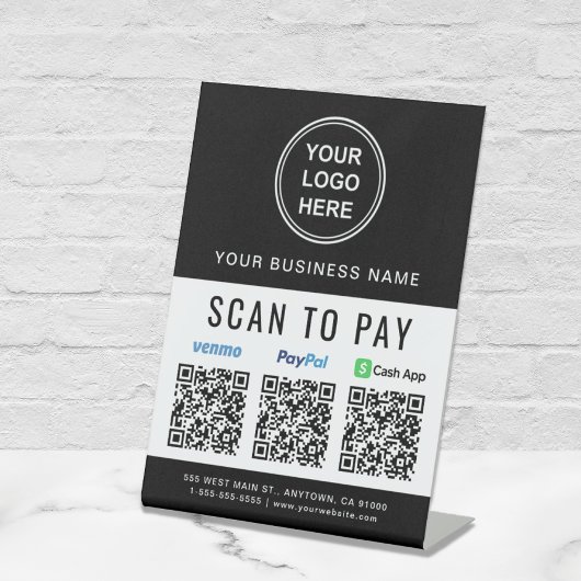 Scan to Pay Logo Paypal Venmo CashApp QR Codes Sockelschild