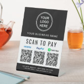 Scan to Pay Logo Paypal Venmo CashApp QR Codes Sockelschild (In Situ)
