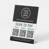 Scan to Pay Logo Paypal Venmo CashApp QR Codes Sockelschild (Vorderseite)